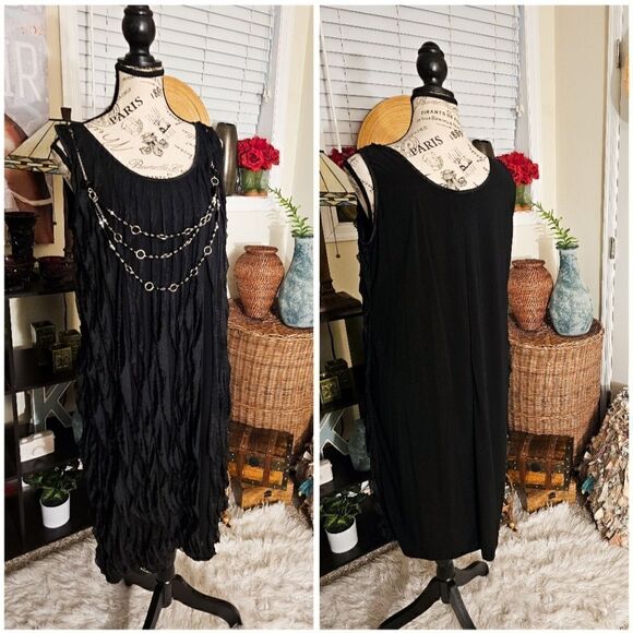 New VTG Roaman's Ruffle Detail Party Sheath Dress. 1XL FIT - Picture 2 of 15